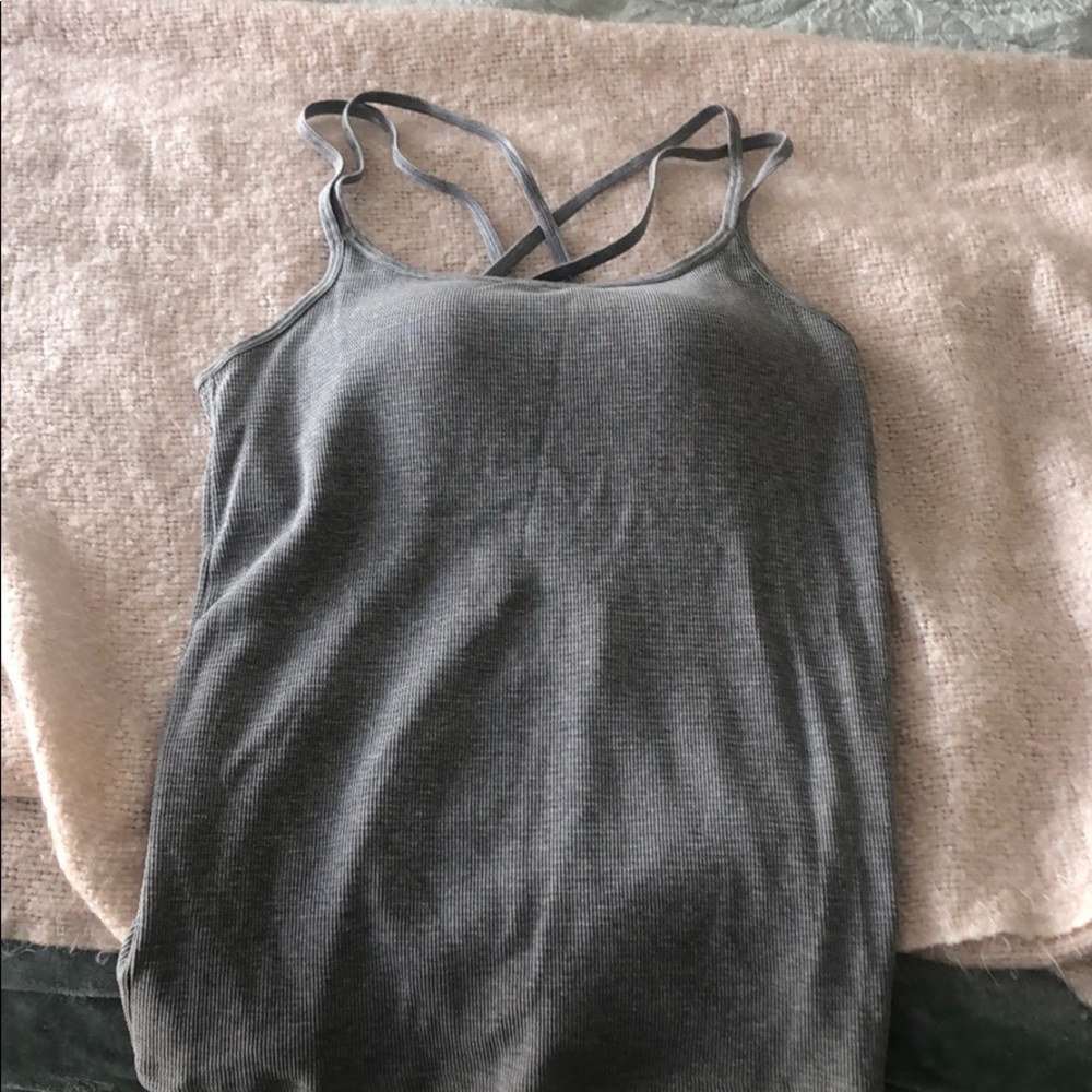Gray Uniqlo top.